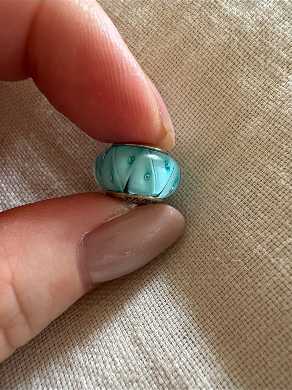 🤍Pandora Retired Sterling Silver Turquoise Looking Glass Murano Bead🤍